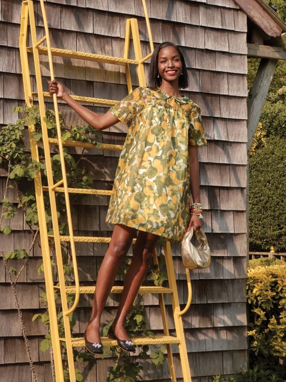 NWT, FRANCES VALENTINE, DARLA BABYDOLL DRESS IN PEAR BLOSSOM